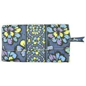 Vera Bradley Folded Wallet Magnetic Close Blue Purple Yellow Floral Quilted